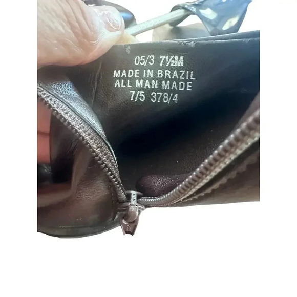 Franco Sarto Brown Leather Square Toe Side Zip Pumps Shoes Size 7.5 - Picture 8 of 8